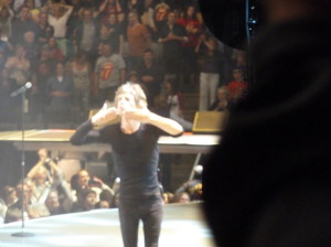 Mick Jagger salutes and waves goodbye to the Toronto crowd on May 25th on the 50 and Counting 50th anniversary tour. 