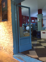 Papou buying pizza for yia yia in Dorio. 