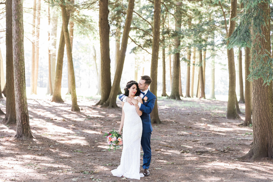 Bride and Groom among the trees at Toronto Hunt Club