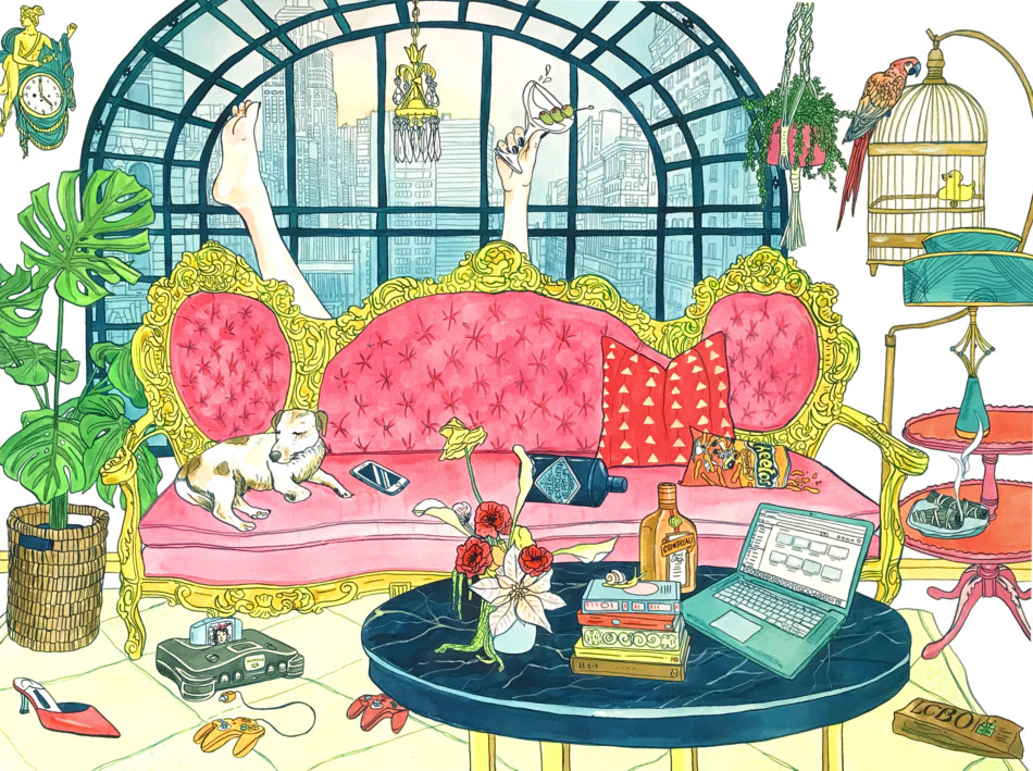 Julia Mercanti - Martini Time Gouache Painting