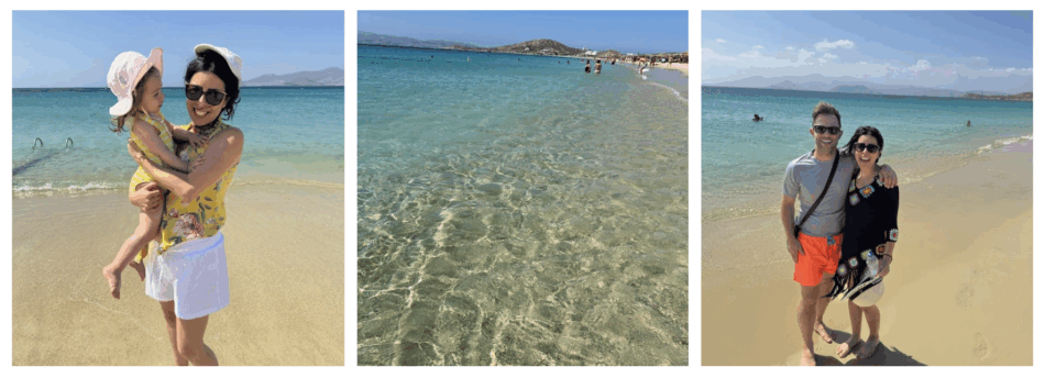 Agios Prokopios beach on Naxos island with bright blue crystal clear waters