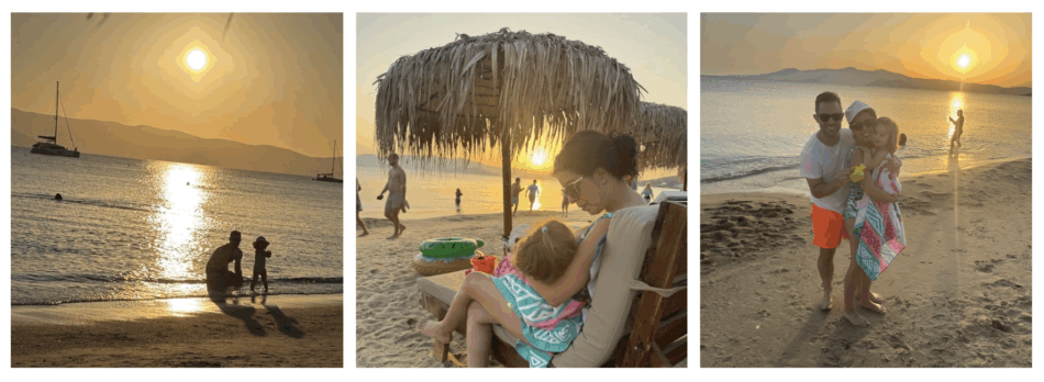 Agios Prokopios beach at sunset on Naxos island